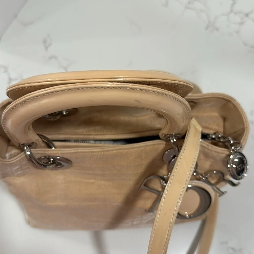 Authentic Christian Dior Lady Beige Hand Bag - Picture 2 of 9